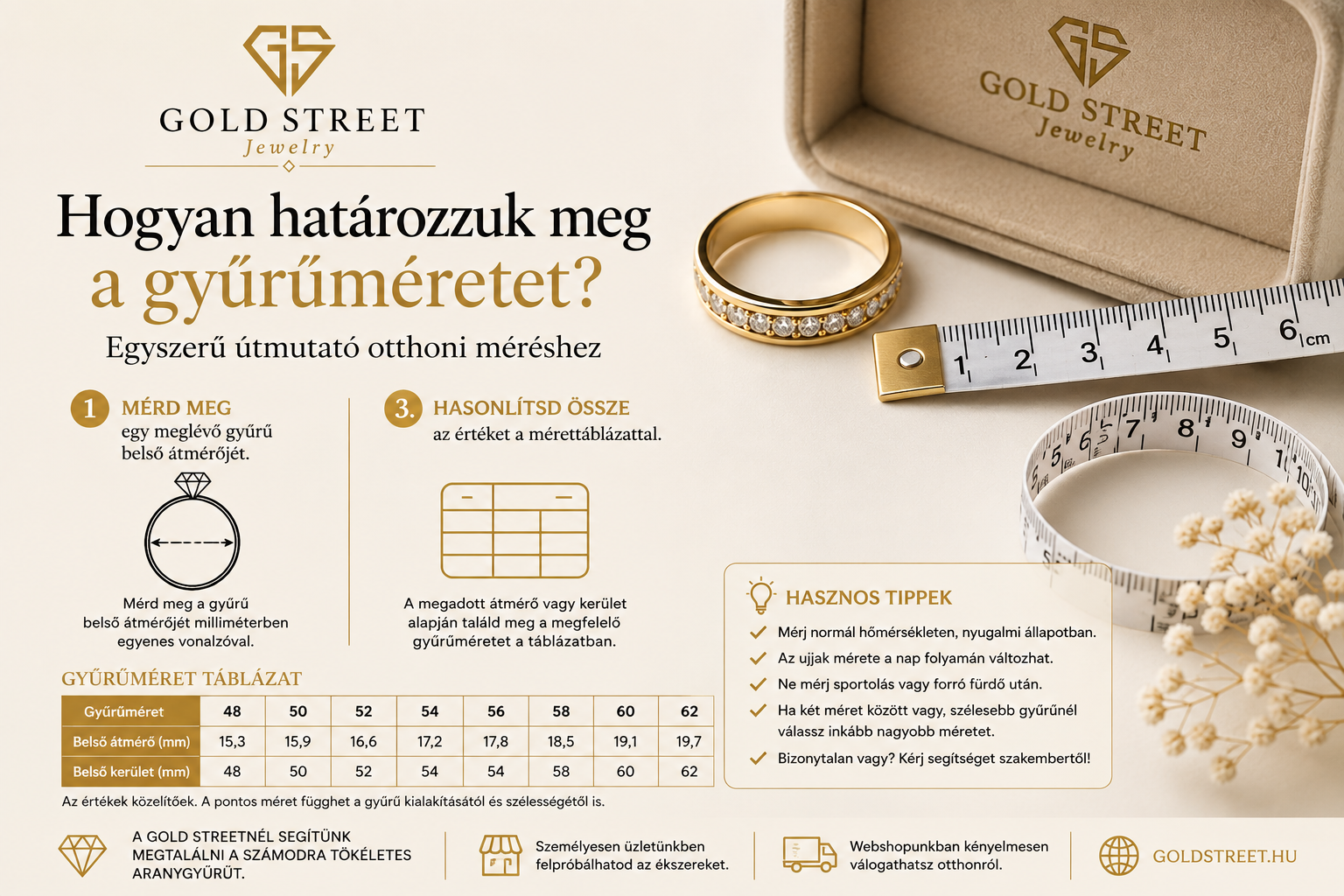 Hogyan határozzuk meg a gyűrűméretet? – Egyszerű útmutató otthoni méréshez