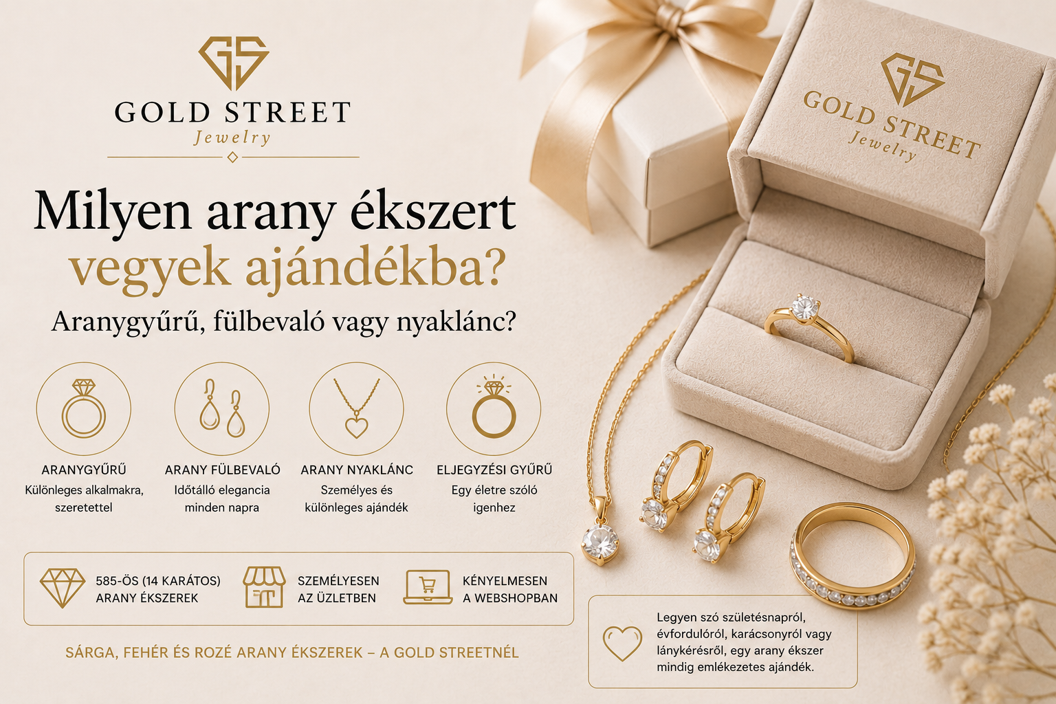 Milyen arany ékszert vegyek ajándékba? – Aranygyűrű, fülbevaló vagy nyaklánc?