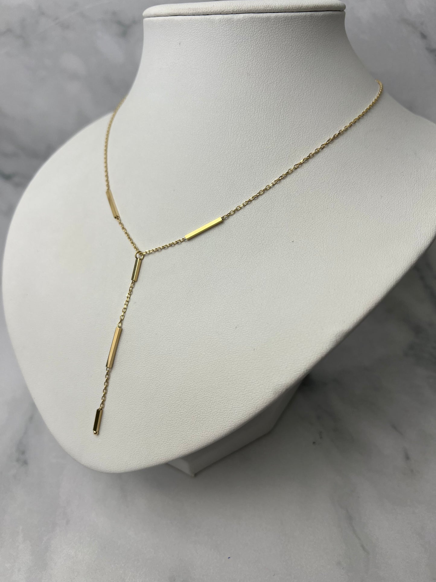 Szögletes betétes csüngős arany nyaklánc