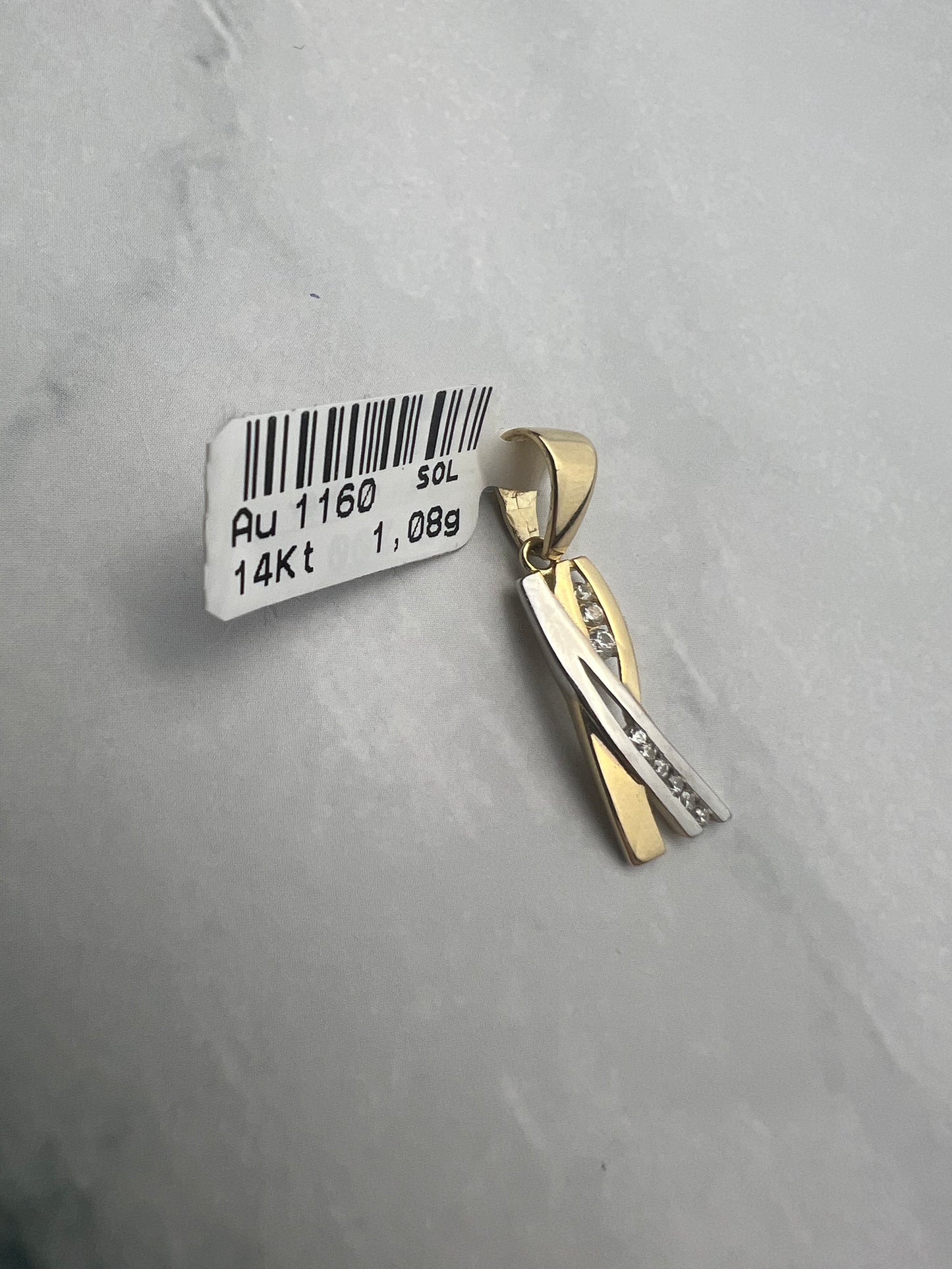 Bicolor cirkónia köves modern formájú arany medál