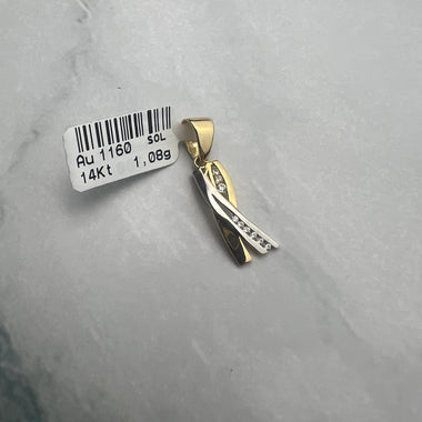 Bicolor cirkónia köves modern formájú arany medál