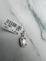 Smaragd csiszolású téglalap alakú cirkónia köves fehérarany medál