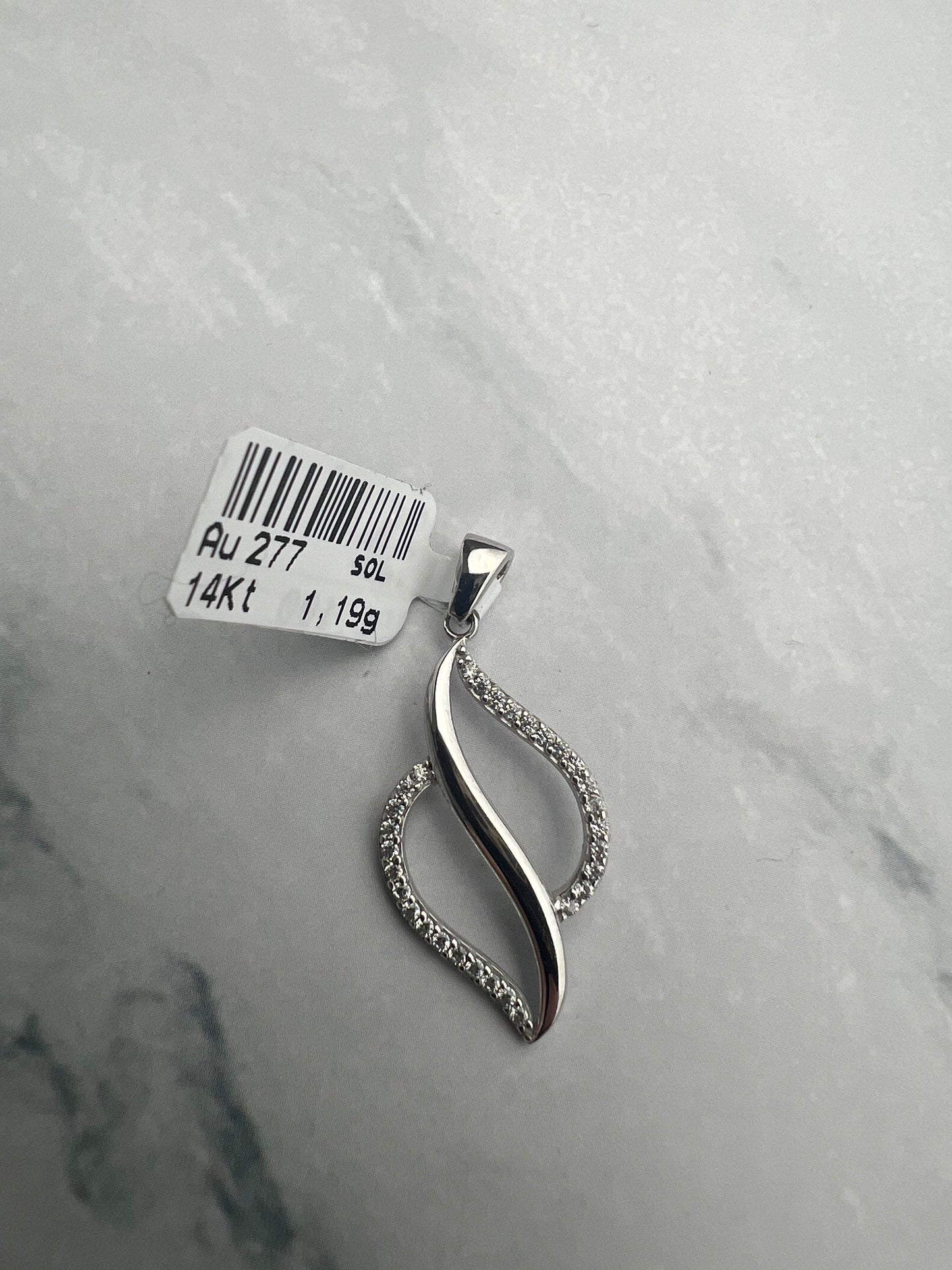 Absztrakt alakú cirkónia köves fehérarany medál