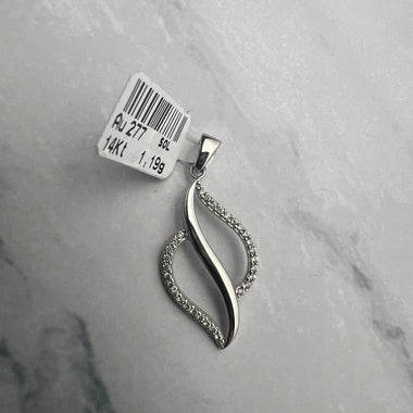 Absztrakt alakú cirkónia köves fehérarany medál