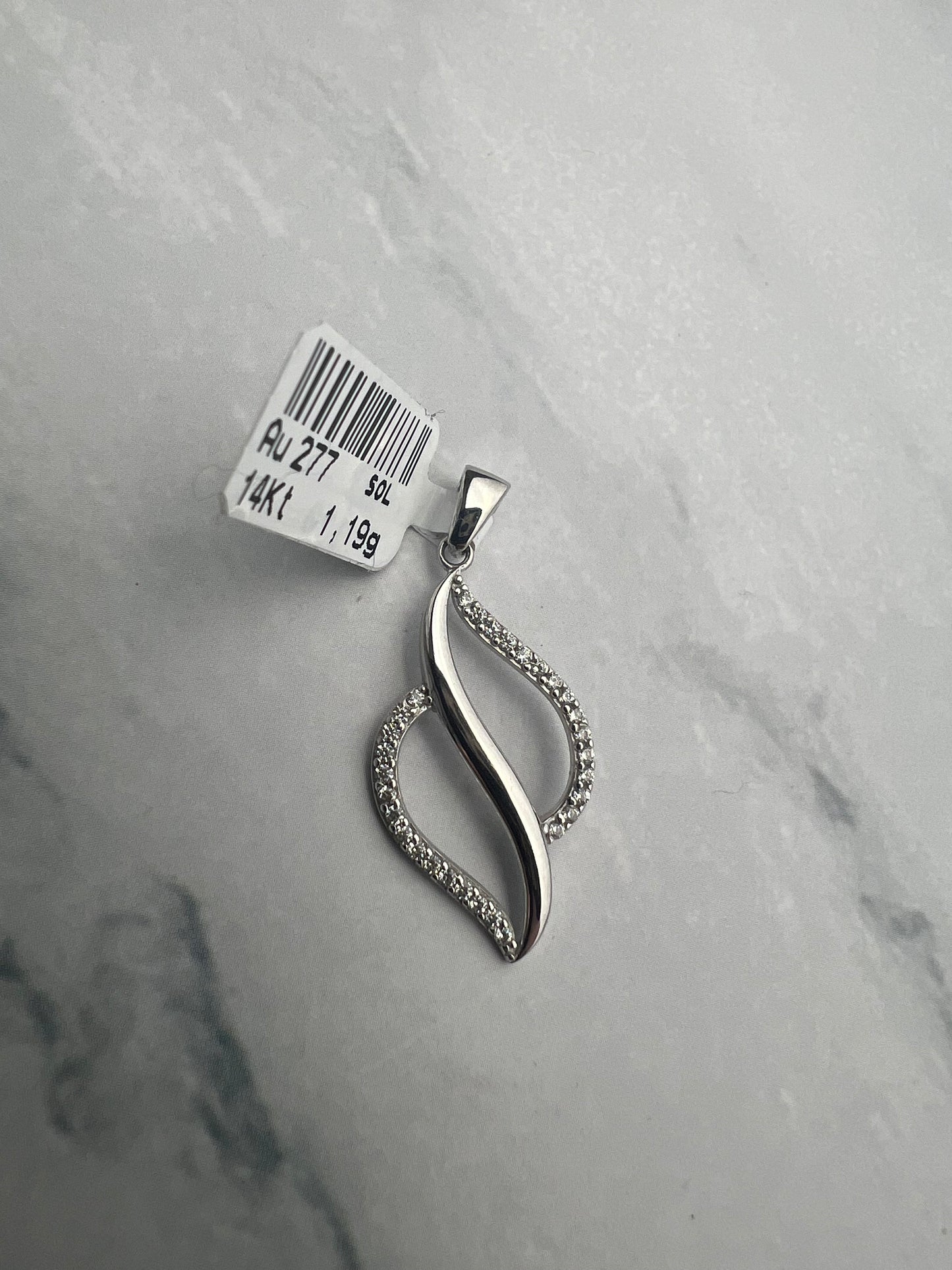 Absztrakt alakú cirkónia köves fehérarany medál