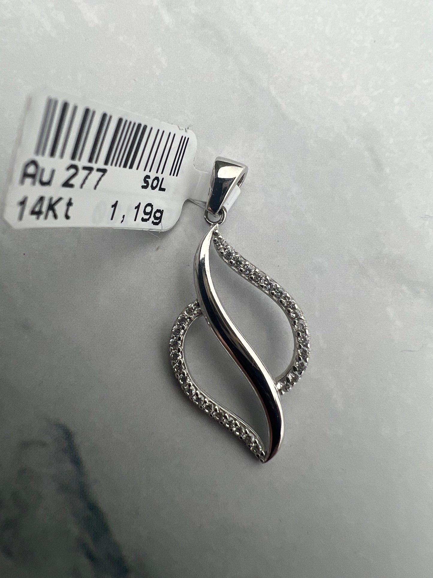 Absztrakt alakú cirkónia köves fehérarany medál