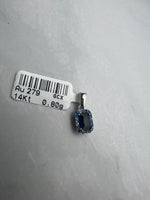 Sötétkék színű, téglalap alakú cirkónia köves fehérarany medál