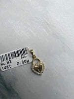 Szív és lakat kombinációjú arany medál cirkónia kövekkel