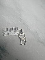 Csokornyakkendős cica fehérarany medál cirkónia kövekkel