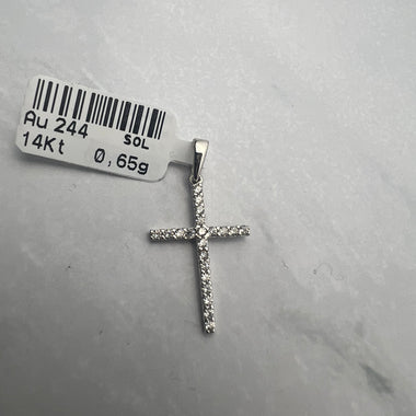 Kereszt fehérarany medál cirkónia kövekkel