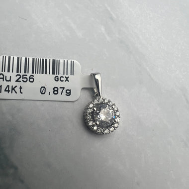 Kerek, cirkónia köves fehérarany medál