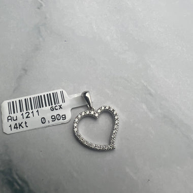 Szives fehérarany medál cirkónia kövekkel