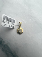 Modern, méhsejt alakú sárgaarany medál cirkónia kövekkel