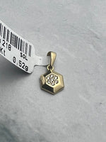 Modern, méhsejt alakú sárgaarany medál cirkónia kövekkel