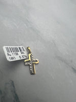 Divatos kereszt sárgaarany medál fehér metszett mintával