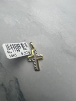 Divatos kereszt sárgaarany medál fehér metszett mintával