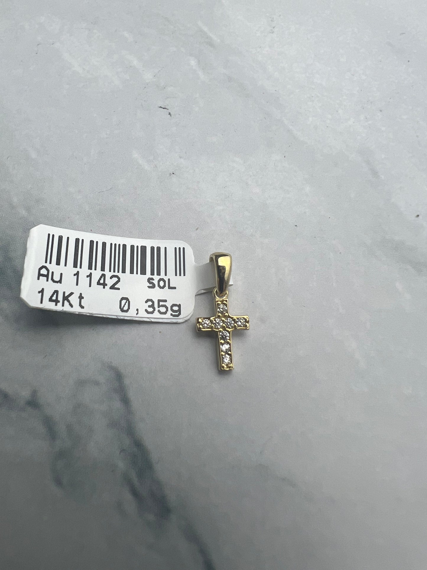 Mini kereszt arany medál cirkónia kövekkel