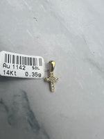 Mini kereszt arany medál cirkónia kövekkel