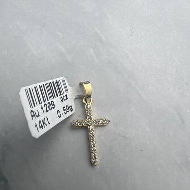 Elegáns kereszt arany medál cirkónia kövekkel