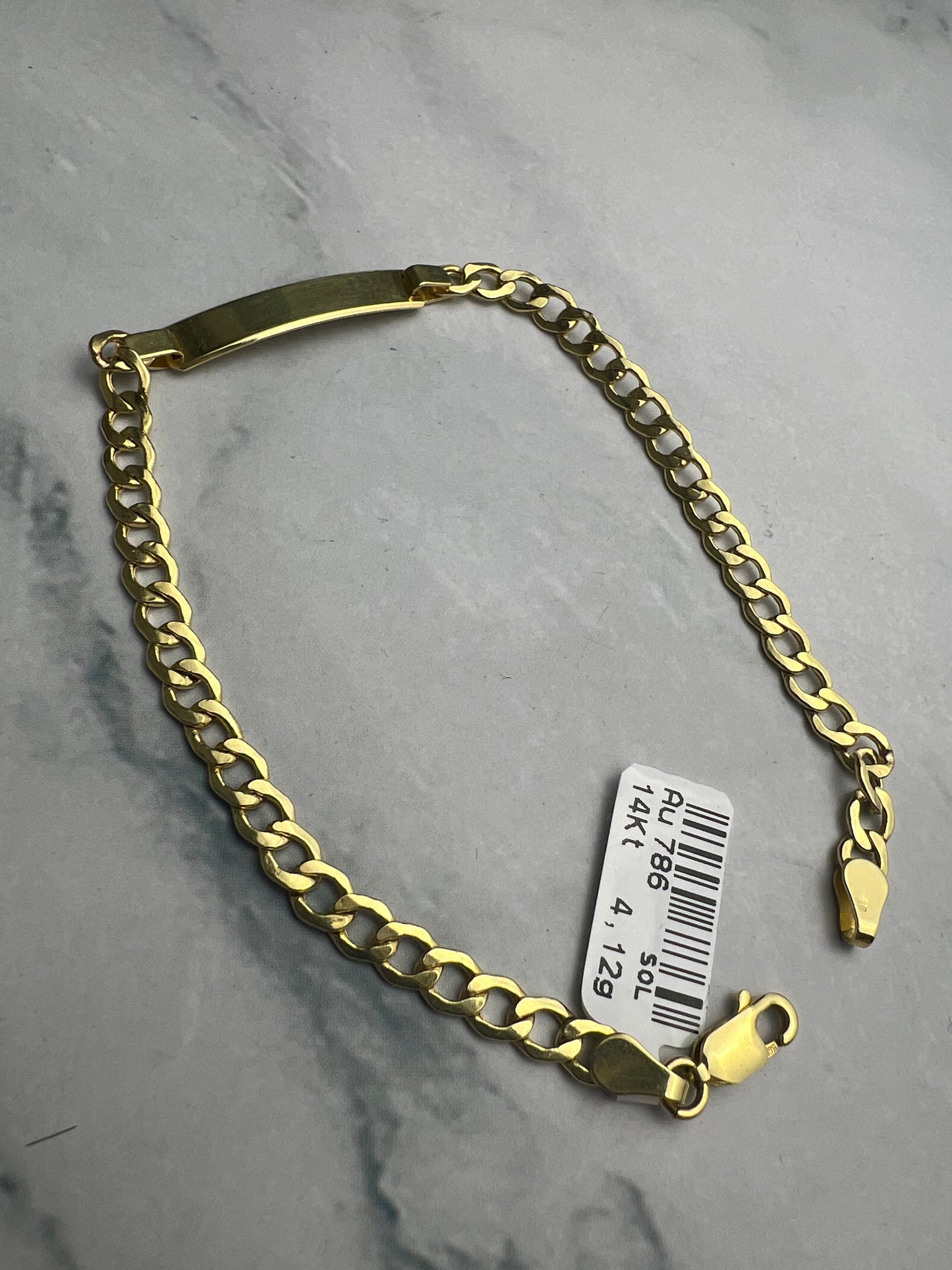 Karlánc sárgaarany, gravírozható betéttel