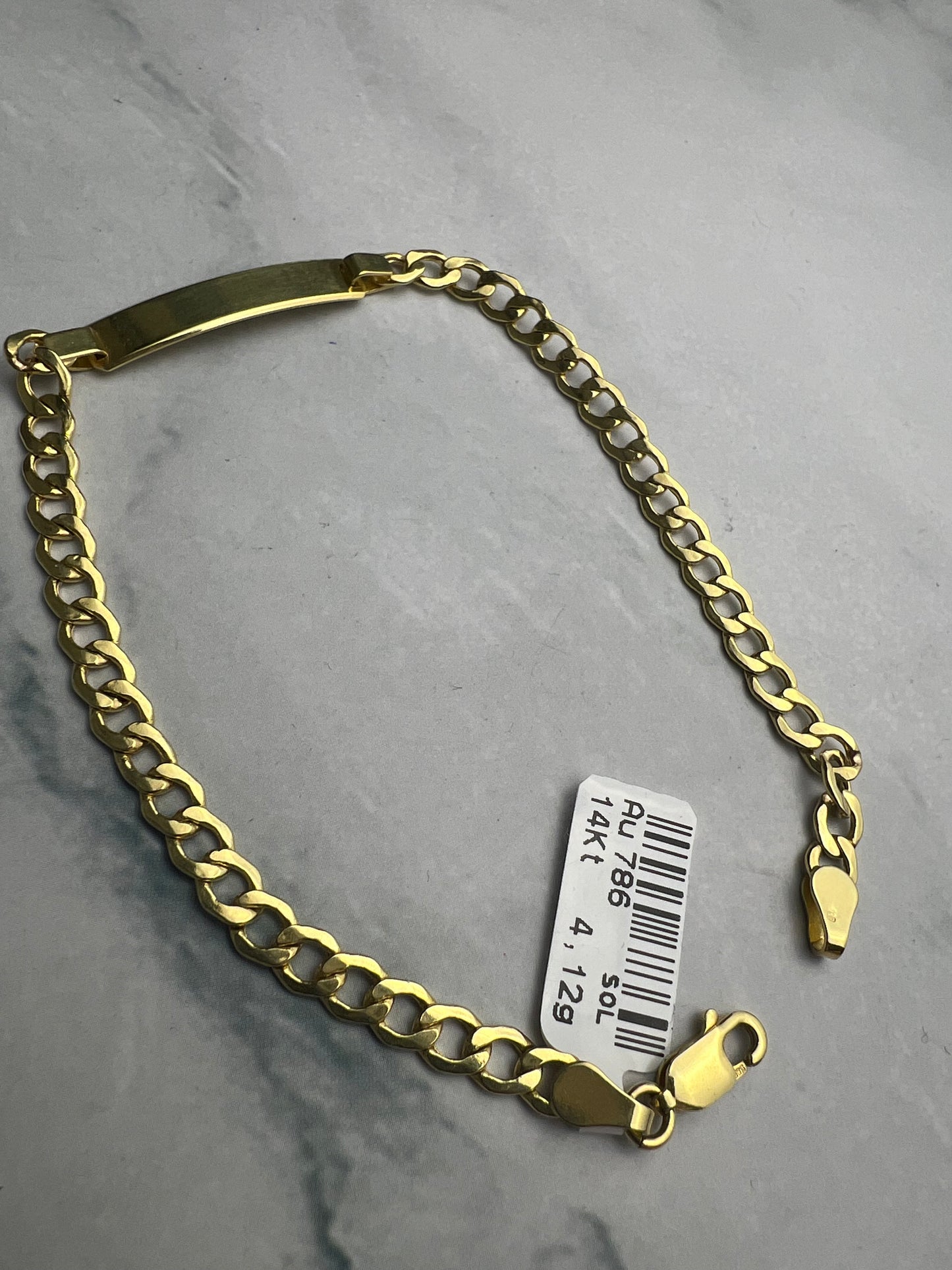 Karlánc sárgaarany, gravírozható betéttel