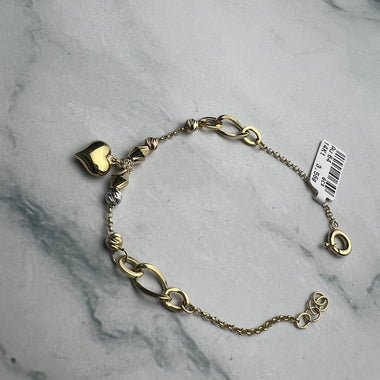 Karlánc tricolor, sárgaarany dominanciával, középen szívvel