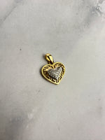 Bicolor szív medál-rácsos mintával