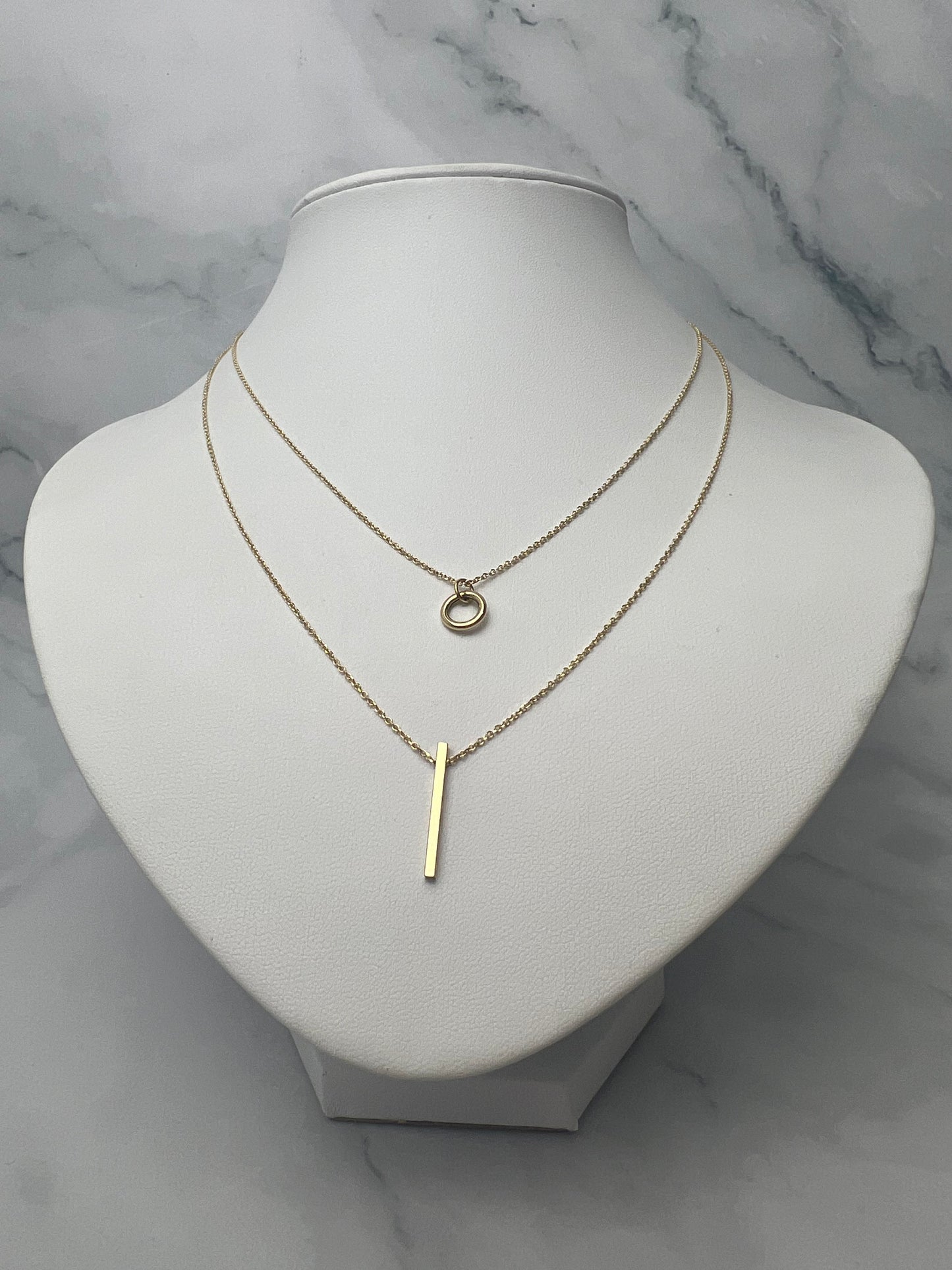 Dupla soros karikás-pálcás arany nyaklánc