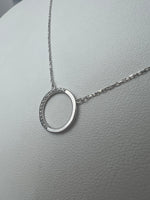 Beépített félig köves karika medálos fehérarany nyaklánc