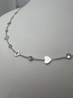 Szíves-köves betétes fehérarany nyaklánc