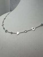 Szíves-köves betétes fehérarany nyaklánc