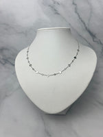 Szíves-köves betétes fehérarany nyaklánc